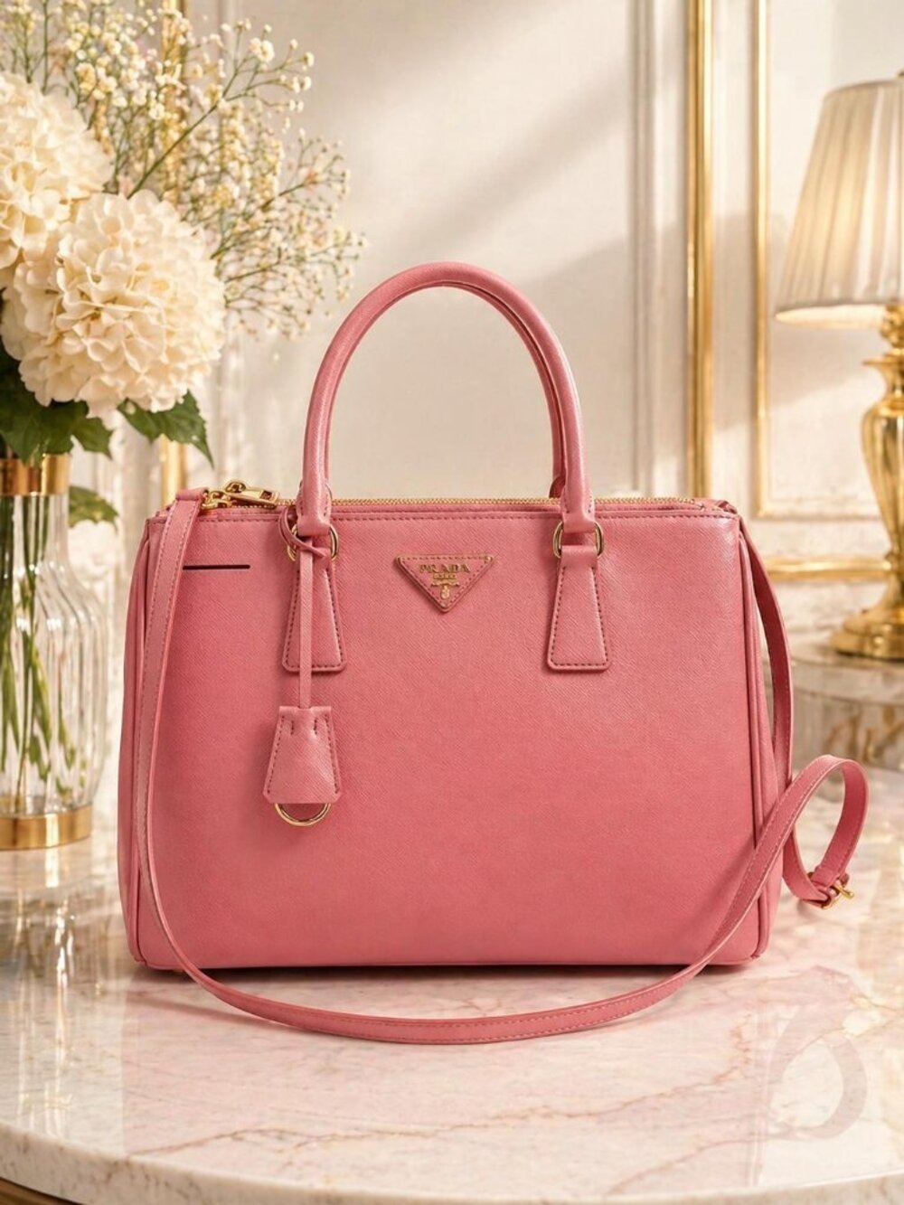 Authentic Prada Galleria Saffiano Leather Tote Bag Medium Double Zip Satchel